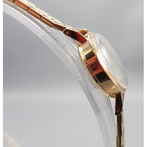 2097 - Rolex Precision ladies 9ct gold wristwatch on period 9ct gold textured block link bracelet with depl... 