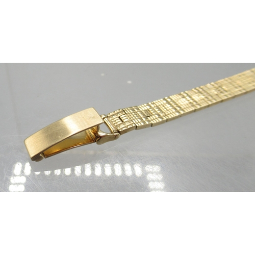 2097 - Rolex Precision ladies 9ct gold wristwatch on period 9ct gold textured block link bracelet with depl... 