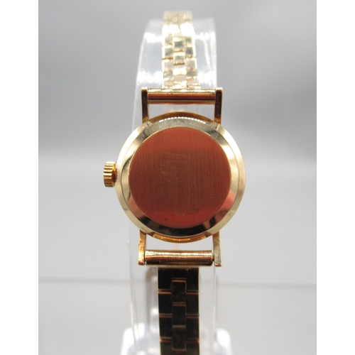 2097 - Rolex Precision ladies 9ct gold wristwatch on period 9ct gold textured block link bracelet with depl... 