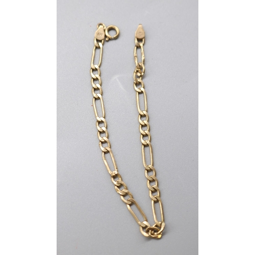 1292 - 9ct stamped pair of earrings, 9ct stamp rope twist bracelet L25cm, 9ct stamped Italian Figaro chain ... 