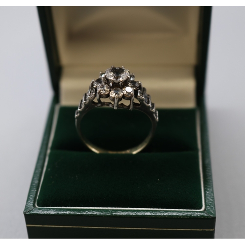 29 - Silver and 9ct floral cluster ring, set with Clear stones, size O 1/2 (3.6g) and a Murano glass 12 l... 