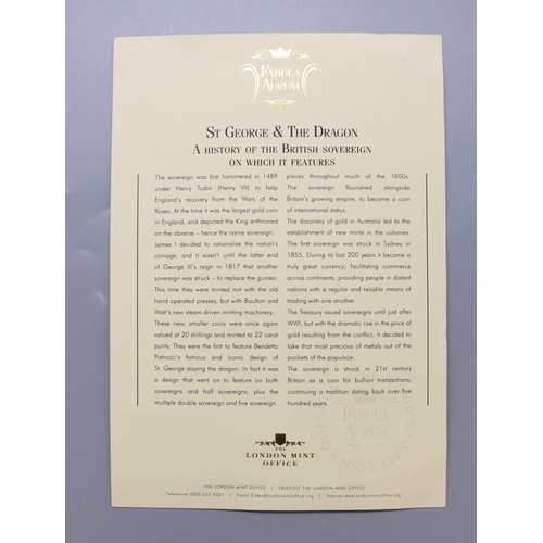 60 - The London Mint Office Fabula Aurum 2009 St. George and Dragon Pure Gold Half-Crown encapsulated in ... 