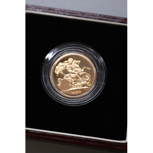 20 - Royal Mint - The 1998 Gold Proof Sovereign No.9611/10000, encapsulated in case with COA
Bradley's Sh... 