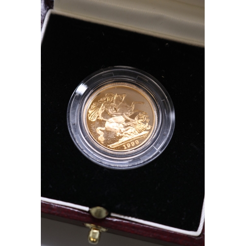 21 - Royal Mint - The 1999 Gold Proof Sovereign No.0770/10000, encapsulated in case with COA
Bradley's Sh... 