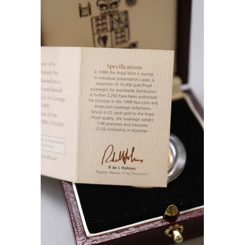 21 - Royal Mint - The 1999 Gold Proof Sovereign No.0770/10000, encapsulated in case with COA
Bradley's Sh... 