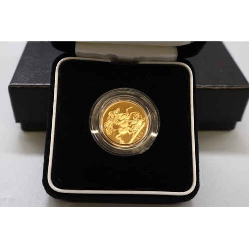 24 - Royal Mint - The 2001 United Kingdom Gold Proof Sovereign, No.01331/12500, encapsulated in case with... 