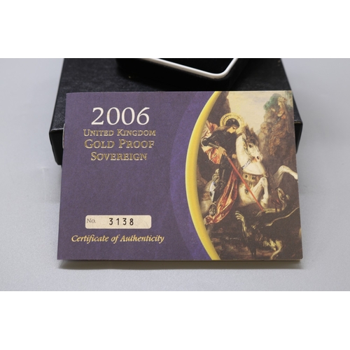 28 - The Royal Mint - 2006 United Kingdom Gold Proof Sovereign No.3138, encapsulate in case with COA
Brad... 