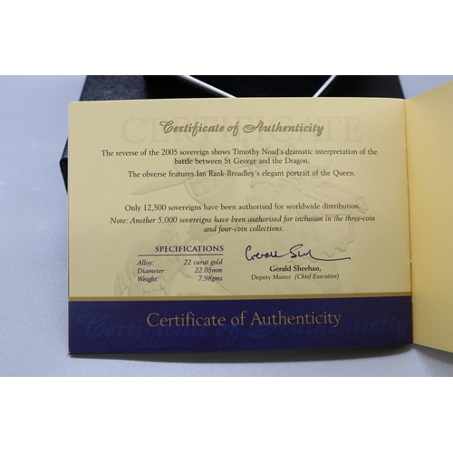 27 - The Royal Mint - 2005 United Kingdom Gold Proof Sovereign No.1118/12500, encapsulated in case with C... 