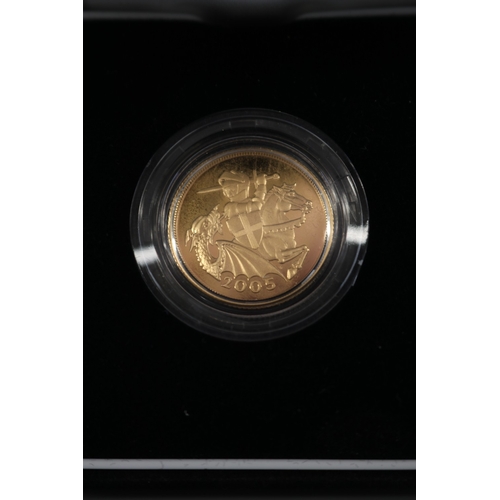 27 - The Royal Mint - 2005 United Kingdom Gold Proof Sovereign No.1118/12500, encapsulated in case with C... 