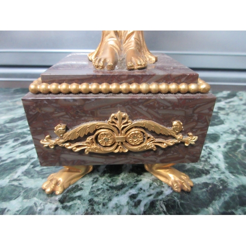 1387 - Pair of Regency style gilt metal figural candelabra, on marble bases with paw feet, H45cm (2)

Bradl... 