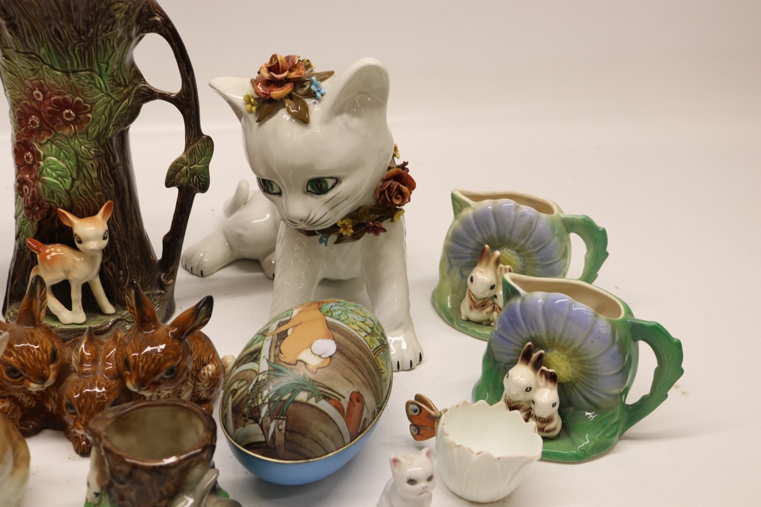 Assorted collection of cat, rabbit & other animal themed ceramics inc ...