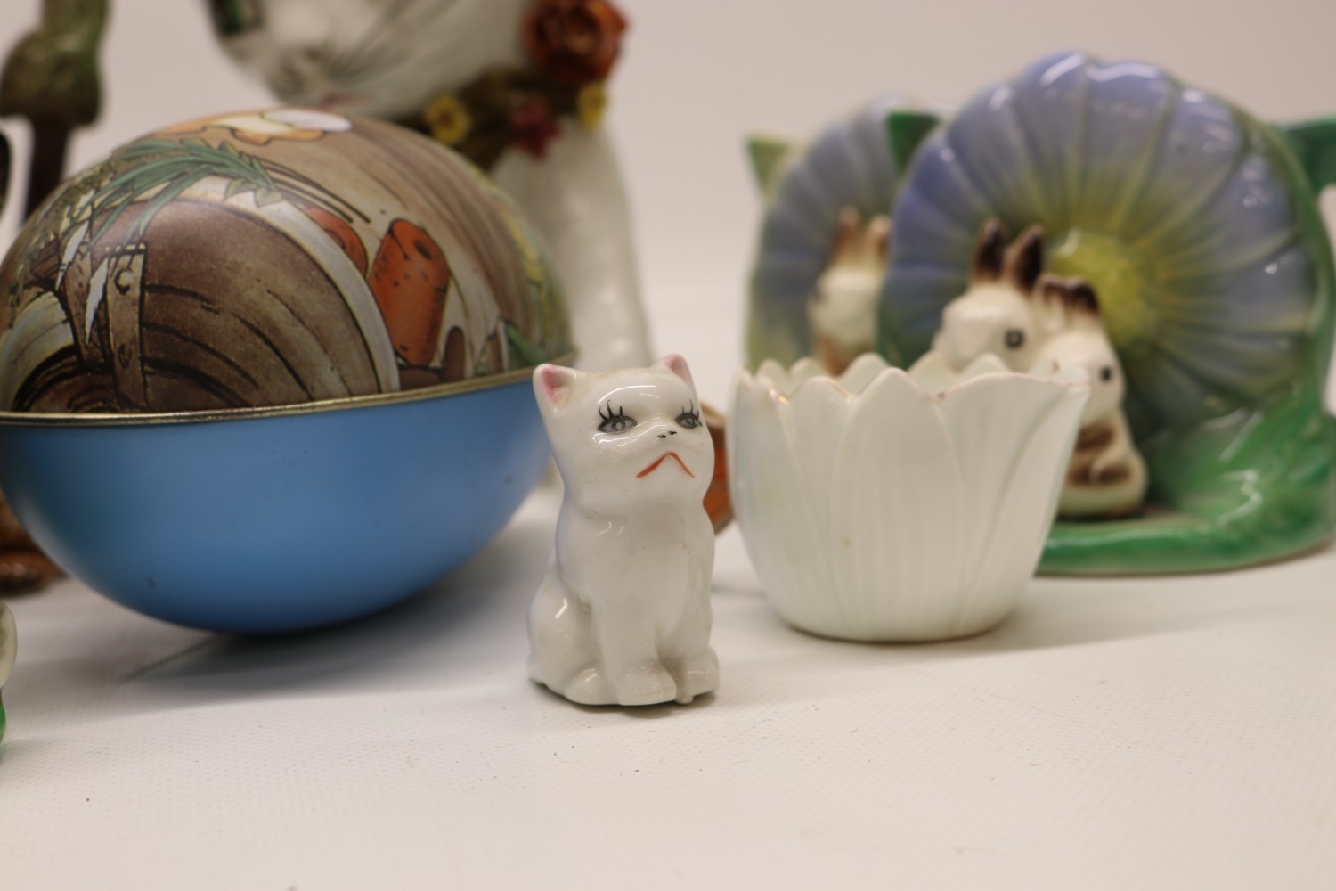 Assorted collection of cat, rabbit & other animal themed ceramics inc ...