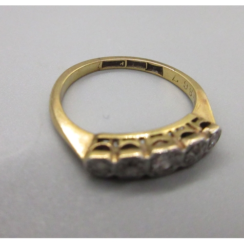 45 - 18ct and platinum 5 stone ring, size I 1/2 (2.2g)

Bradley's shipping £20.00 plus vat (UK Only)