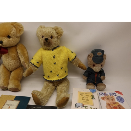 153 - Four vintage teddy bears, incl. one blond mohair merrythought bear and various bear and bear collect... 