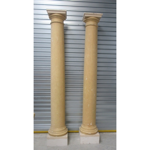 1376 - Pair of fibreglass faux marble Roman columns, on square bases, H275cm

Bradley's shipping POA https:... 