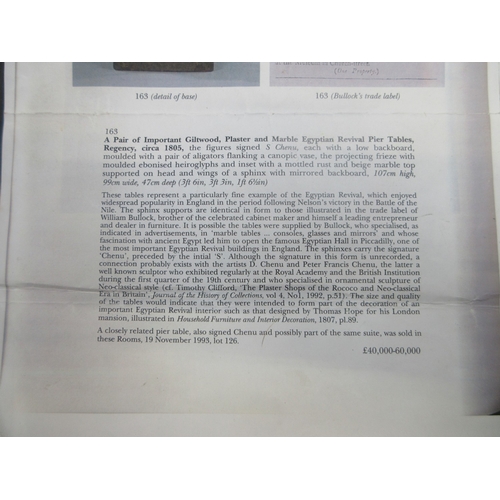 1377 - Style of S. Chenu - a pair of Egyptian Revival style composite Sphinx pier table supports, on rectan... 