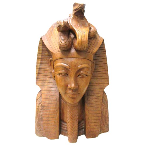 1460 - Decorative wooden bust inspired by the burial mask of the Egyptian pharaoh Tutankhamun; featuring st... 