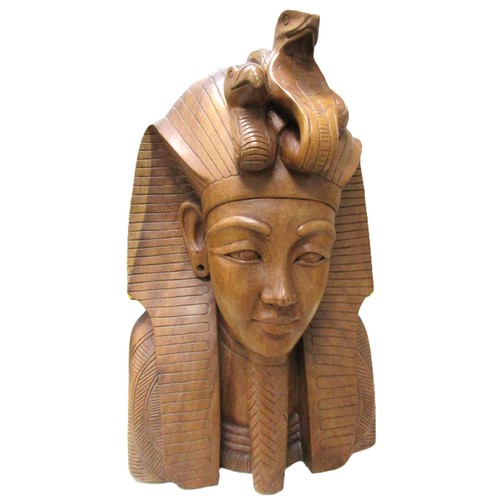 1460 - Decorative wooden bust inspired by the burial mask of the Egyptian pharaoh Tutankhamun; featuring st... 