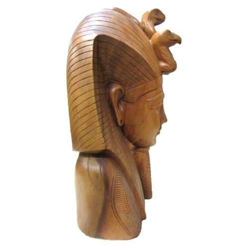 1460 - Decorative wooden bust inspired by the burial mask of the Egyptian pharaoh Tutankhamun; featuring st... 