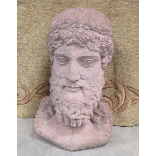 1378 - Composite terracotta finish head and shoulder bust of a philosopher, W28cm D25cm H42cm

Bradley's sh... 