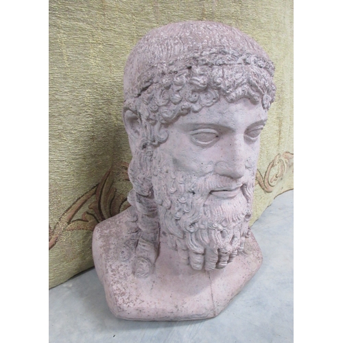 1378 - Composite terracotta finish head and shoulder bust of a philosopher, W28cm D25cm H42cm

Bradley's sh... 