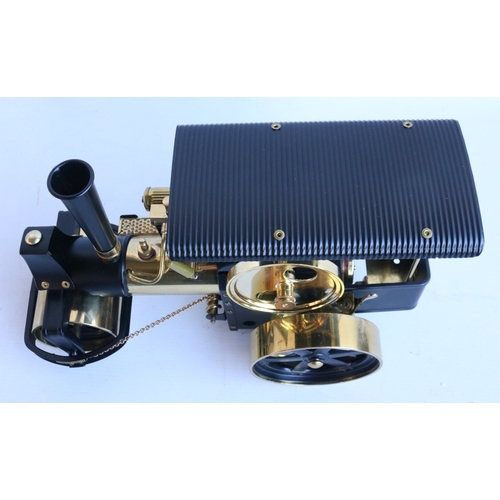 10 - Boxed Wilesco D366 'Old Smokey' black and natural brass live steam traction engine steam roller mode... 
