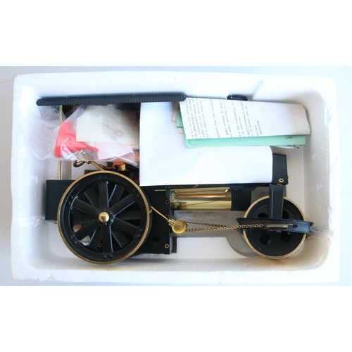 10 - Boxed Wilesco D366 'Old Smokey' black and natural brass live steam traction engine steam roller mode... 