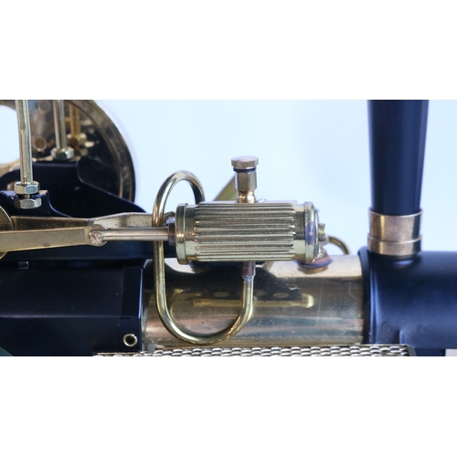 10 - Boxed Wilesco D366 'Old Smokey' black and natural brass live steam traction engine steam roller mode... 