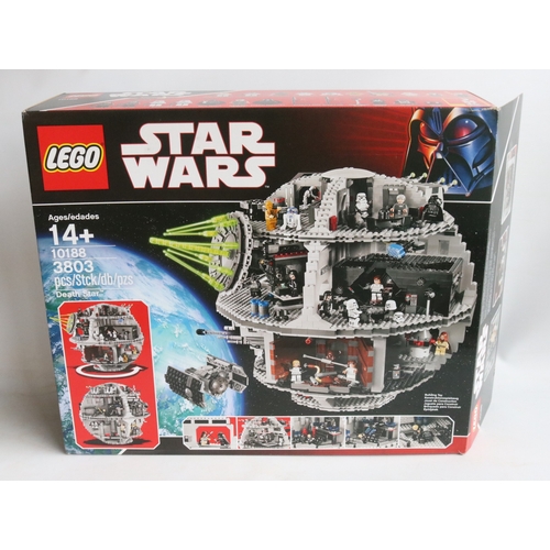 453 - Lego Star Wars 10188 Death Star with box and instruction manual, set has been built up and is obviou... 
