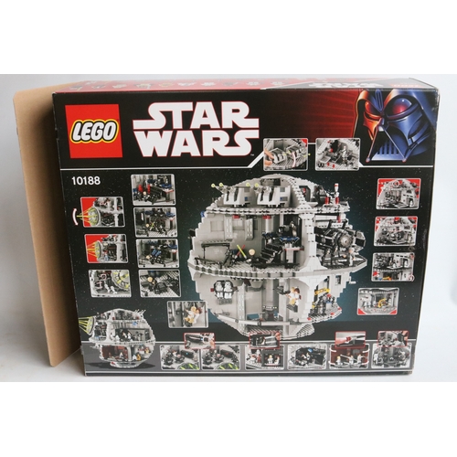 453 - Lego Star Wars 10188 Death Star with box and instruction manual, set has been built up and is obviou... 