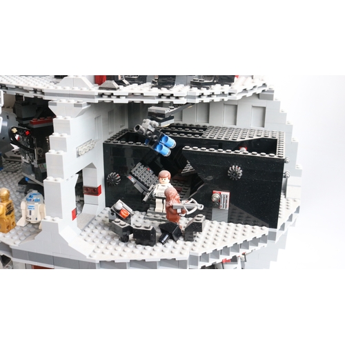 453 - Lego Star Wars 10188 Death Star with box and instruction manual, set has been built up and is obviou... 