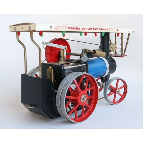 9 - Boxed Mamod live steam Showmans Engine with blue boiler, model in generally good overall previously ... 