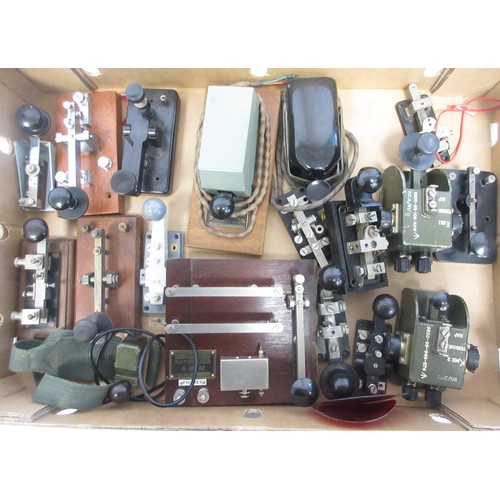 Morse Keys- Collection of telegraph Morse keys, some WW2 military issue ...