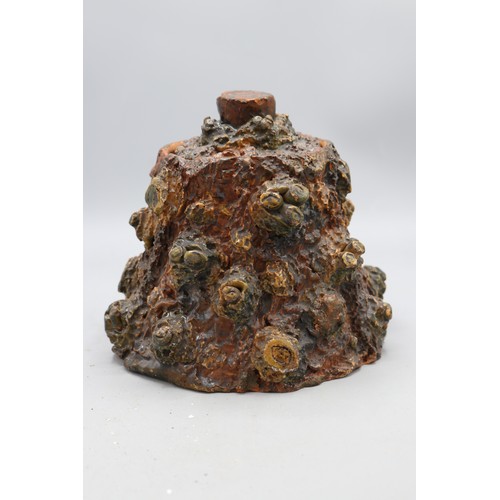 1009 - Earthenware tobacco jar with lid, modelled with gnarly branch stumps, barkware, inscribed 'J walker'... 