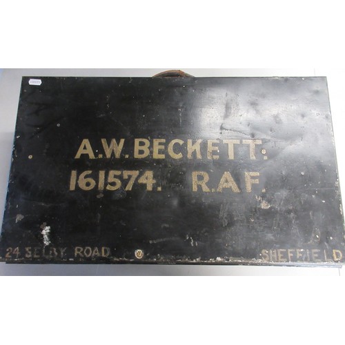 RAF Metal trunk, with writing clearly inscribed To. 'A.W. Beckett ...