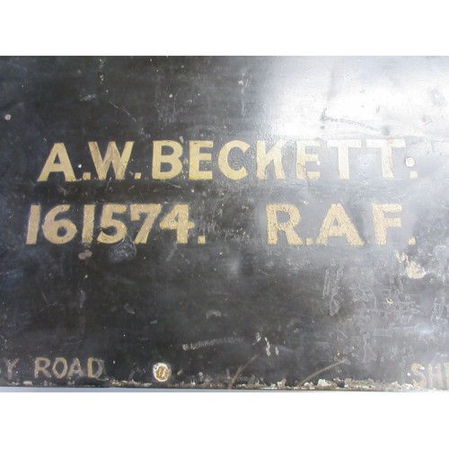 RAF Metal trunk, with writing clearly inscribed To. 'A.W. Beckett ...