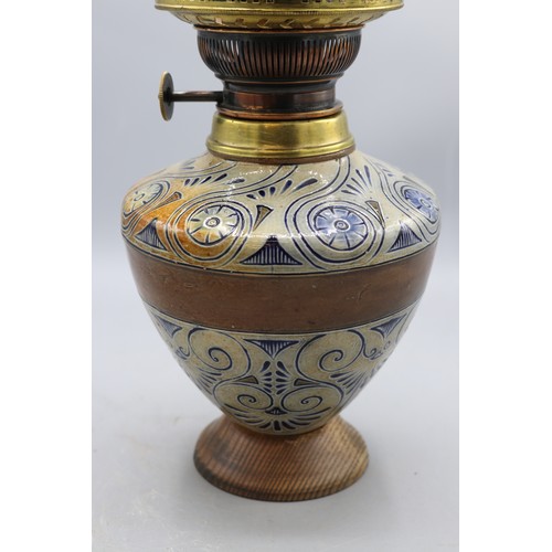 1061 - Martin Brothers, Robert Wallace Martin stoneware vase, incised spiral decoration, blue glaze, later ... 