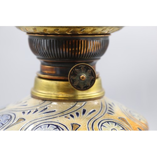 1061 - Martin Brothers, Robert Wallace Martin stoneware vase, incised spiral decoration, blue glaze, later ... 