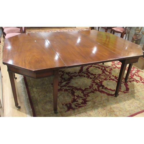 Regency style mahogany rectangular dining table, angular ends with ...
