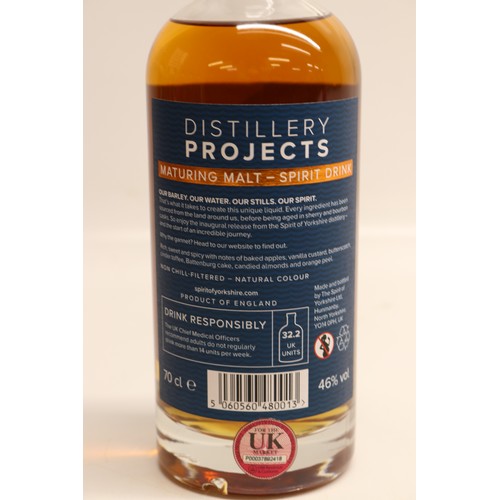 1096 - Spirit of Yorkshire Distillery, Filey Bay - Distillery Projects, Batch 001, Maturing Malt Whisky, 70... 