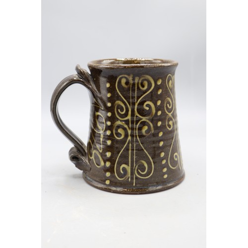 1006 - Peter Currell Brown, Snake Pottery, Puzzle Jug heart detailing, 'Drink Your Fill But Do Not Spill'; ... 
