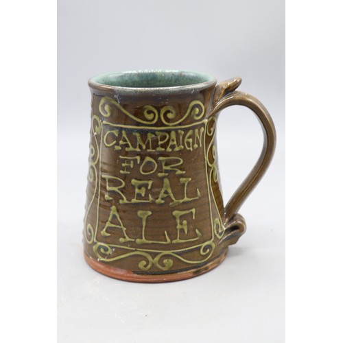 1006 - Peter Currell Brown, Snake Pottery, Puzzle Jug heart detailing, 'Drink Your Fill But Do Not Spill'; ... 