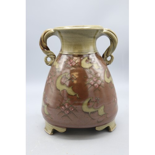1085 - Paul Muchan (1948-) footed urn shaped vase, twin scroll handles, salt glazed, H21cm
Bradley's Shippi... 