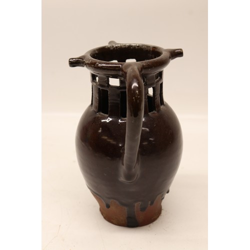 1007 - Puzzle Jug, slipware, treacle drip glaze, H22cm
Bradley's Shipping £38.00 plus vat (UK Only)
