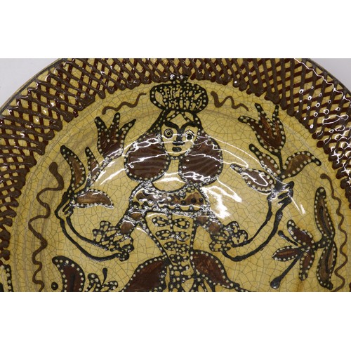 Late 19th century slipware charger, Toft Style, with central female ...