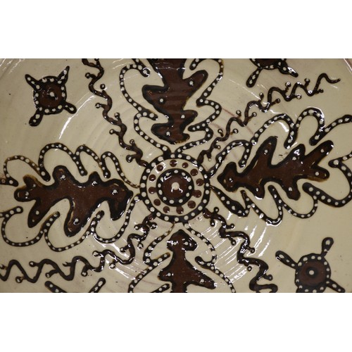 1053 - Matt Grimmit studio pottery slipware dish, W31.5cm
Bradley's Shipping £38.00 plus vat (UK Only)