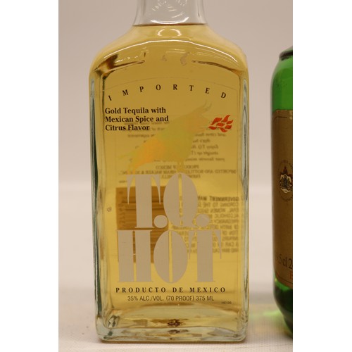 1095 - T.Q. Hot, Gold Tequila with Mexican Spice & Citrus, 375ml, 35%vol, now discontinued; with Kummel's B... 