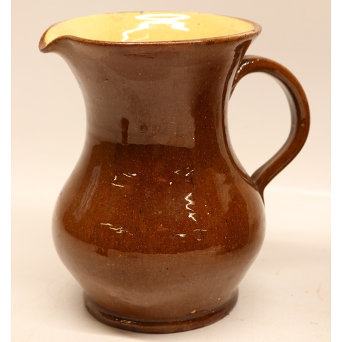 1081 - Slipware in the manner of Isaac Button of Soil Hill, slipware pancheon, salt glazed inner, D31cm; sl... 