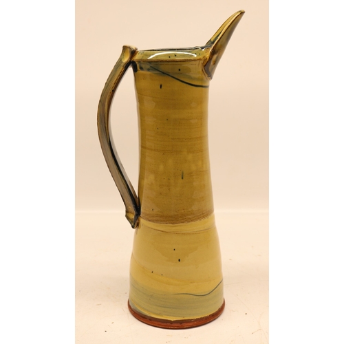 1086 - Richard Phethean, studio ceramic ewer jug, slipware, yellow and blue glaze, H37cm
Bradley's Shipping... 