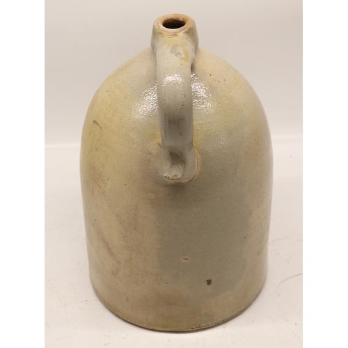 1078 - Stoneware flagon, rubbed impressed mark to neck 'I.E. Gannon Grooers & Liquor Wholesaler', painted b... 
